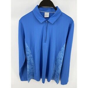 NWT Dunning Golf Cool Max Long Sleeve Pullover Top Blue Large Quarter Zip